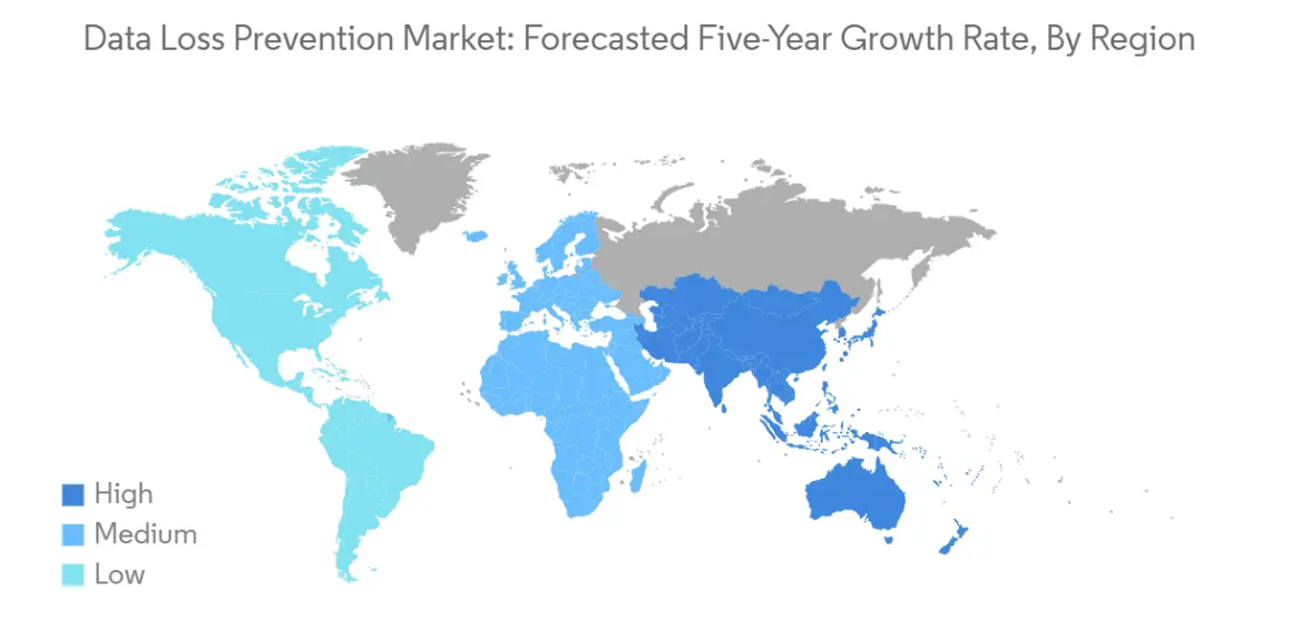 Market Analysis of Global Data Loss Prevention Market: Forecasted Growth Rate by Region